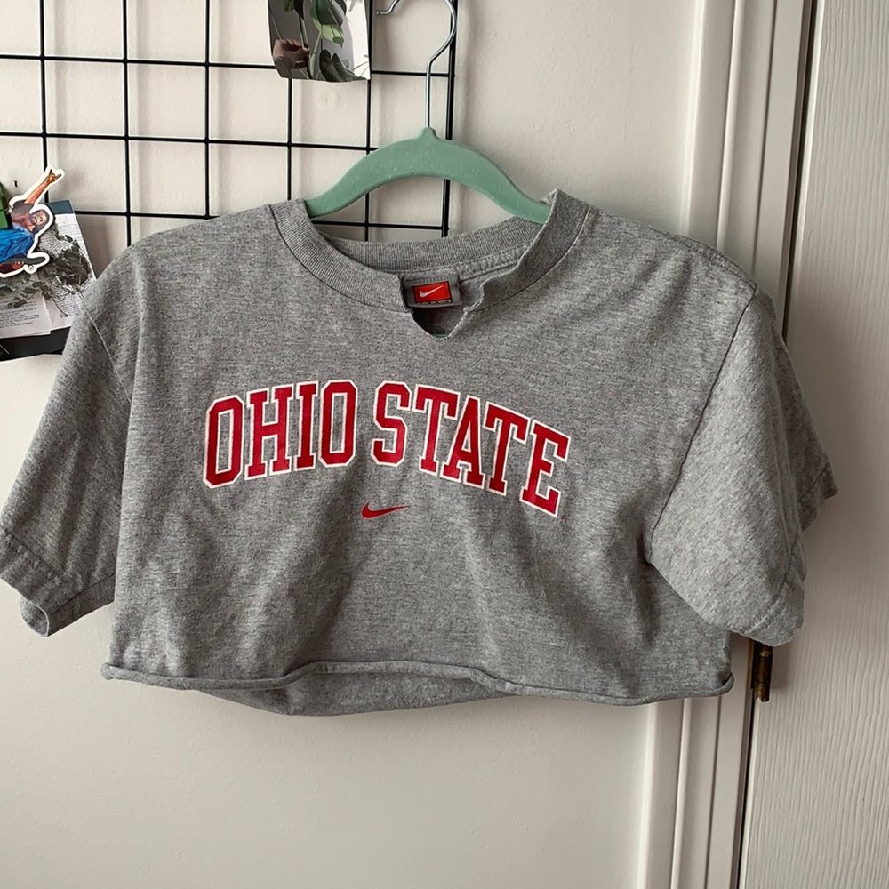 cropped ohio state tshirt w neck slit